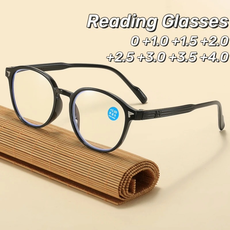 

New Retro Round Grame Reading Glasses Women Men Anti Blue Light Presbyopia Glasses Elderly High-definition Far Sight Glasses