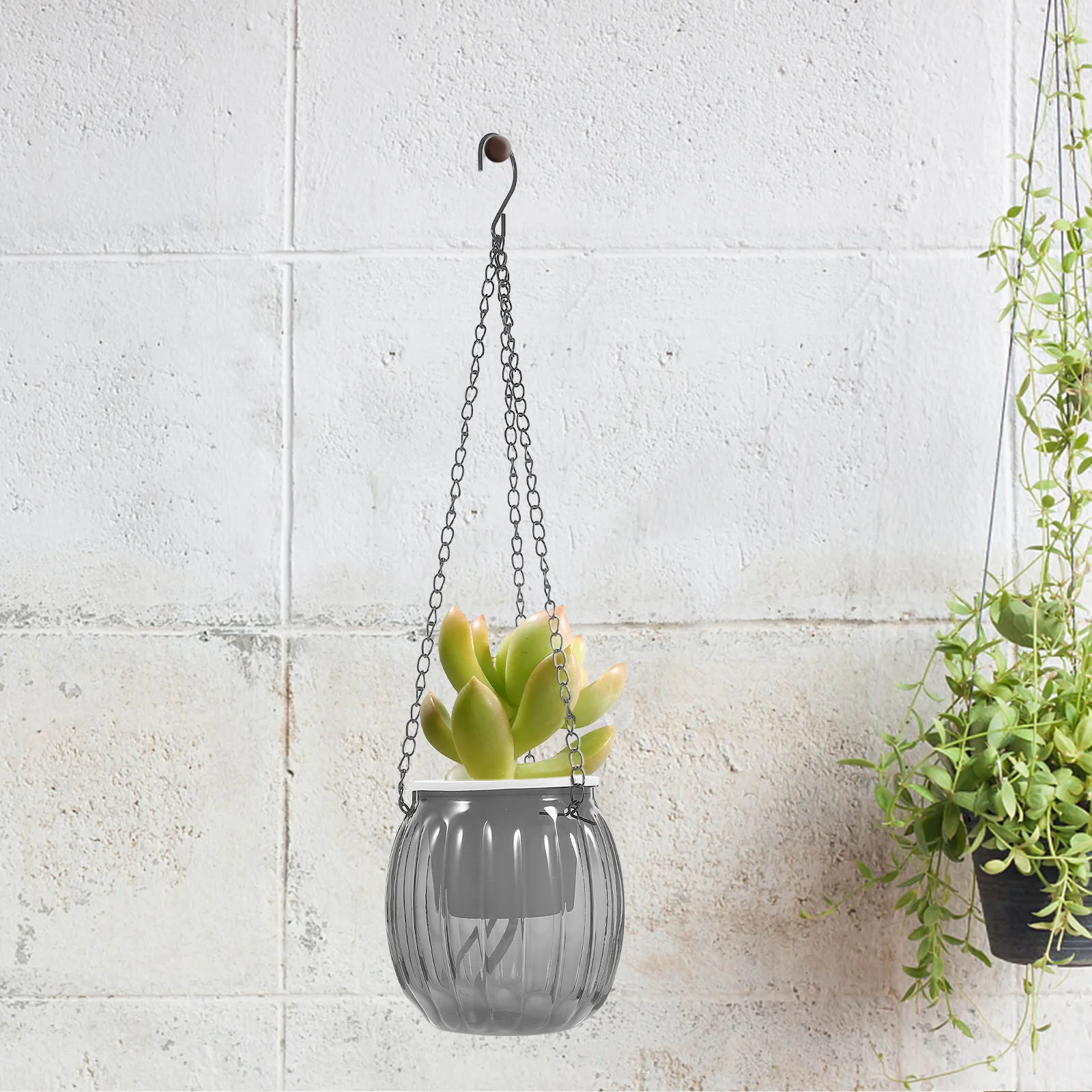 

Self-Watering Hanging Planter Thickened Plastic Plant Pot Drainage Holes Cotton Rope Chain Hook Indoor Outdoor Garden