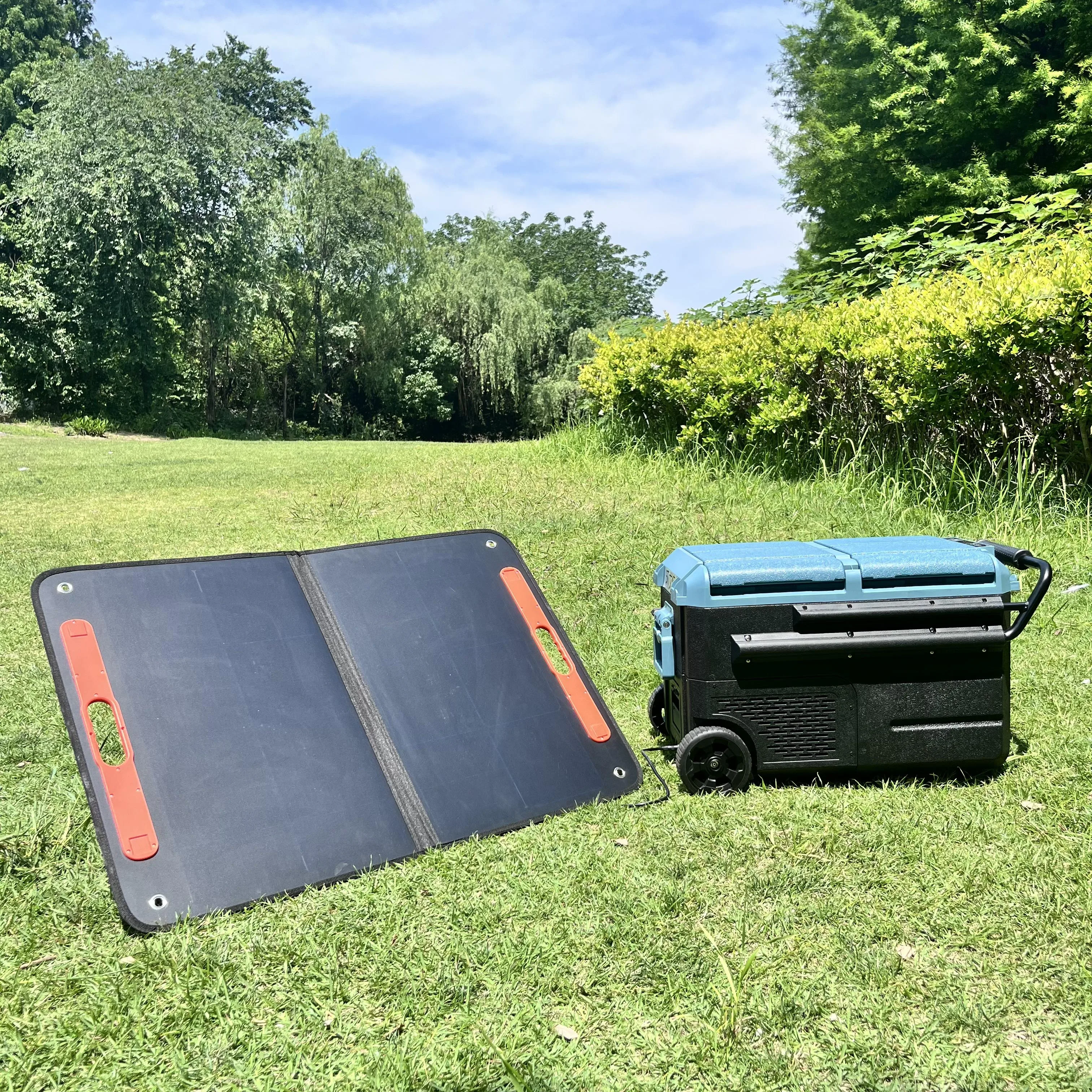 

Outdoor Camping Travel Solar Fridge Automotive Car Refrigerator Portable Dual Zone Camping Fridge Freezer for Truck RV Yacht