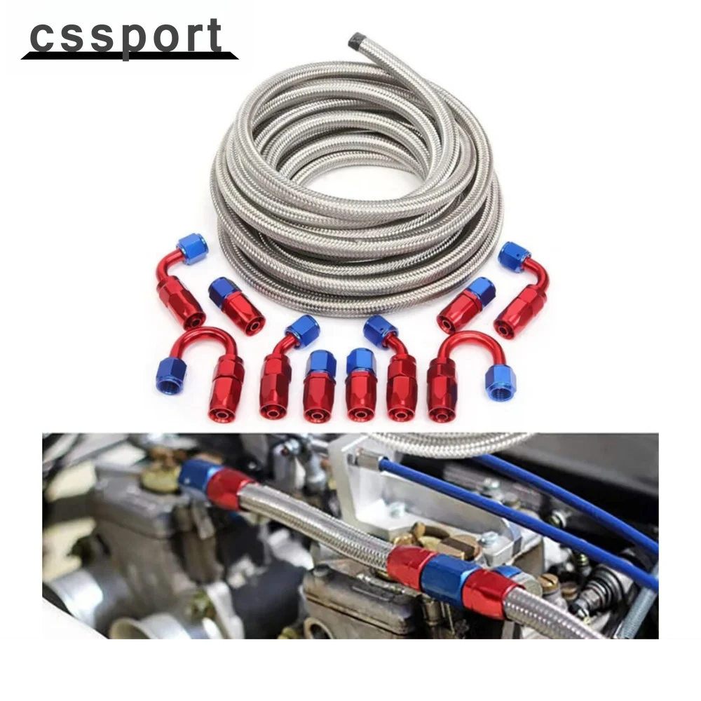 

Комплект топливных шлангов AN10, 3 метра, в оплетке из нейлона, 10 шт., фитинги CPE для гидравлических насосов, жидкостей, газа, спирта, серебристый