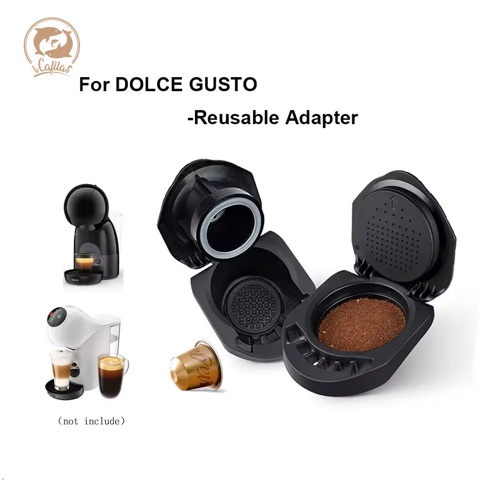 icafilas Reusable Adapter For Dolce Gusto for Piccolo XS Genio S Transform Holder Convertor fit Nespresso Capsule/Coffee Powder