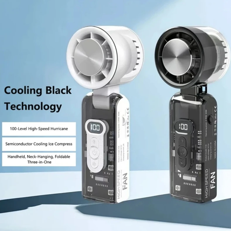 Semiconductor Refrigeration Fan Usb Charging Long Endurance High Power Strong Wind Led Digital Display Ice Cooling Fan
