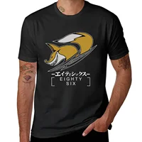 Theoto Rikka-Camiseta de fondo negro para amantes del Anime, mascota de zorro sonriente, adecuado para amantes del Anime, 80 y seis, 86, nuevo