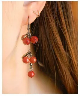 Fashion Jewelry For Women Korean Pop Red Cherry Cute EarringWholesale