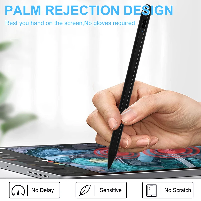 A Apple Lápis Palm Rejeição Stylus Pen, iPad Pro 11, 12.9, Air 4, 7th, 8th, Mini 5, Tablet Active Pen