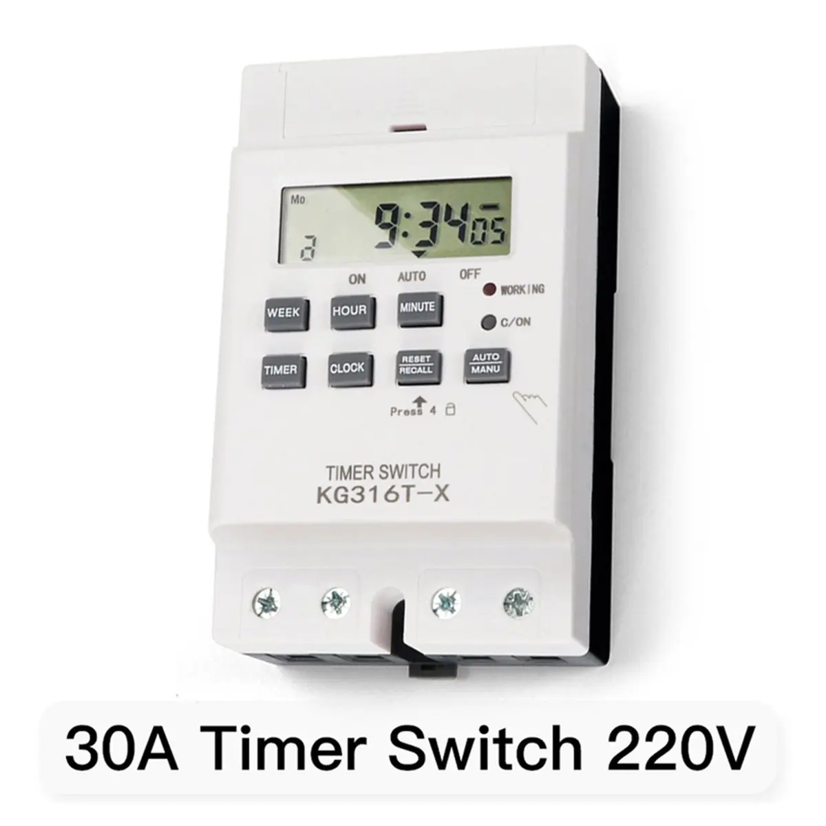 30A 220V, Time Switch for Street Lights, Advertising Boards, Water Pumps, Programming 30A Power Failure Module