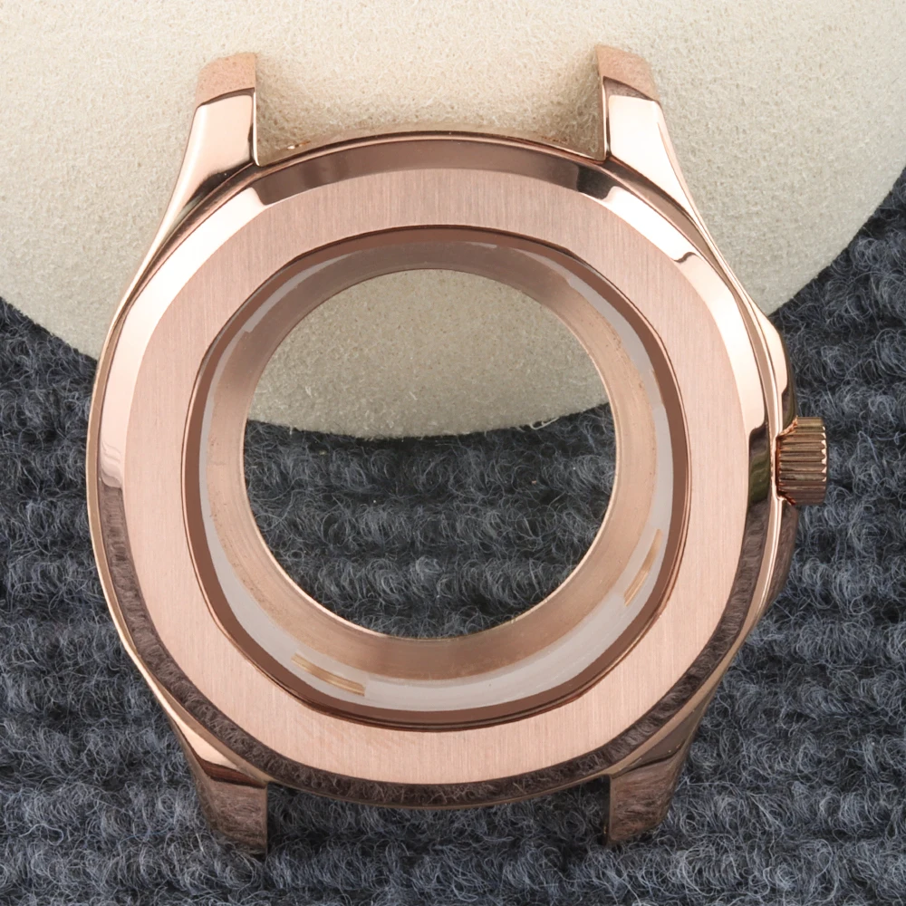 Arabic Numeral Dial NH35 42MM Rose Gold For AQUANAUT Watch Case Mods Parts For NH35 NH36 NH38 Movement Waterproof Rubber Strap
