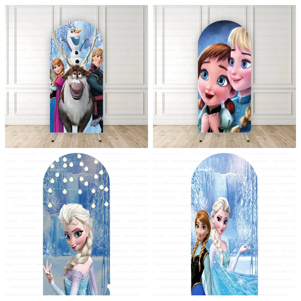 

Disney Ice Forest Anna Elsa Frozen Birthday Party Photography Olaf Princess Girl Baby Shower Arch Backdrop Background Decor