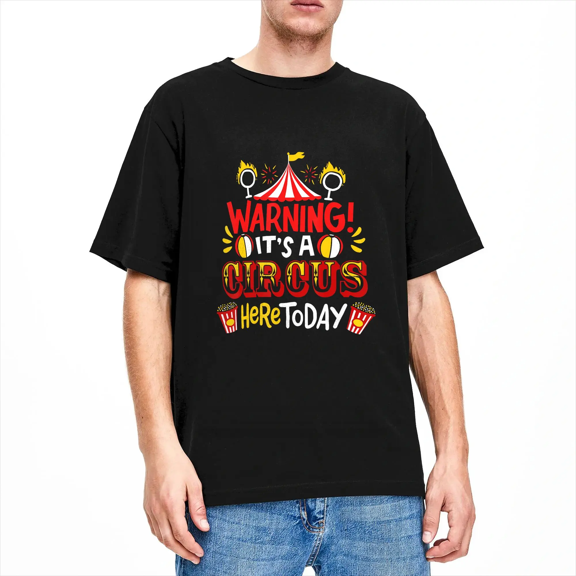 Harajuku T-Shirt Warning Its A Circus Here Cotton T-Shirts  Hippie Tee Shirt for Man Summer Y2K Retro Design Short Sleeve Tops,