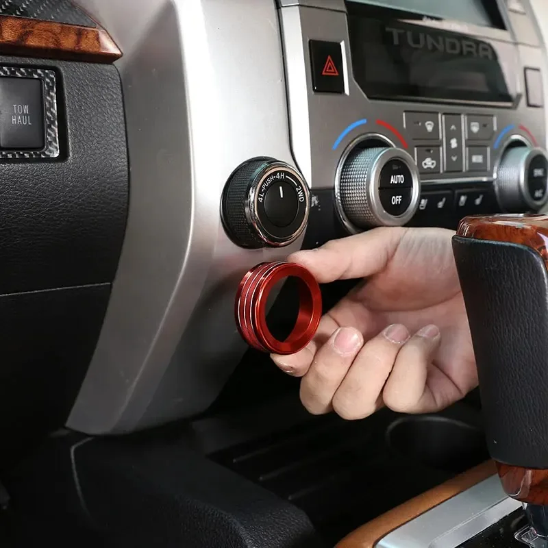 For Toyota Tundra 2007-2021 Aluminum Alloy Red Car Central Control Air Conditioner Button Knob Cover Car Accessories