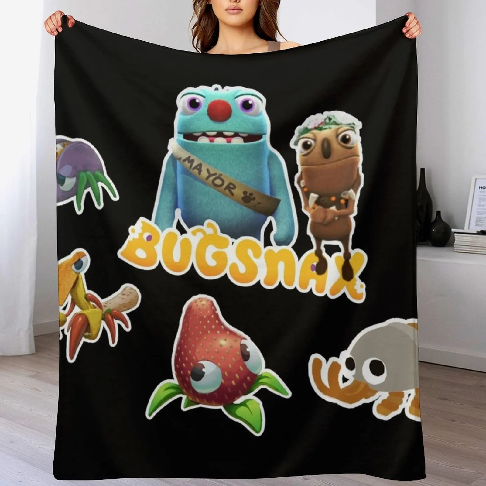 Bugsnax Fan Art Pack Bugsnax Grumps and BugSnax Characters Mayor Filbo Throw Blanket Soft Furrys Blankets