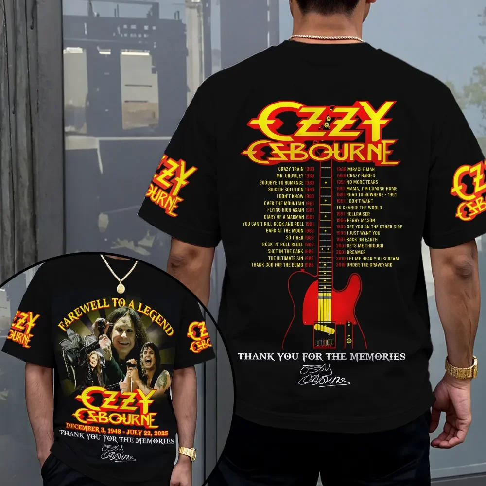 

Мужская футболка Rock Band Adams Rock Ozzy Osbourne Футболка с 3D принтом Мужчины Женщины Модные топы с короткими рукавами Футболки Детская одежда Новый 2025