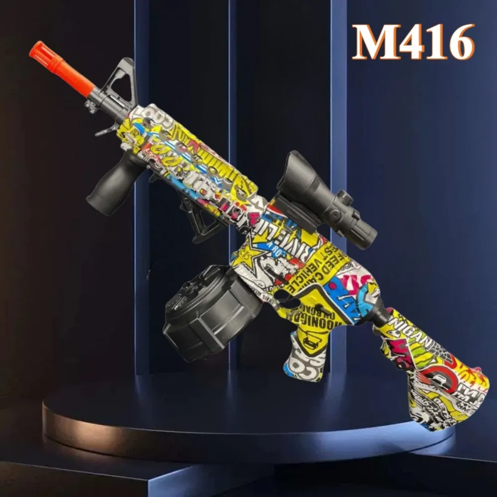 ปืนของเล่นไฟฟ้า M416 เกมยิงปืนกีฬากลางแจ้ง ความเร็วสูง ชาร์จซ้ำได้ เกมกลางแจ้ง ของเล่นลูกบอลน้ำสำหรับเด็กและผู้ใหญ่