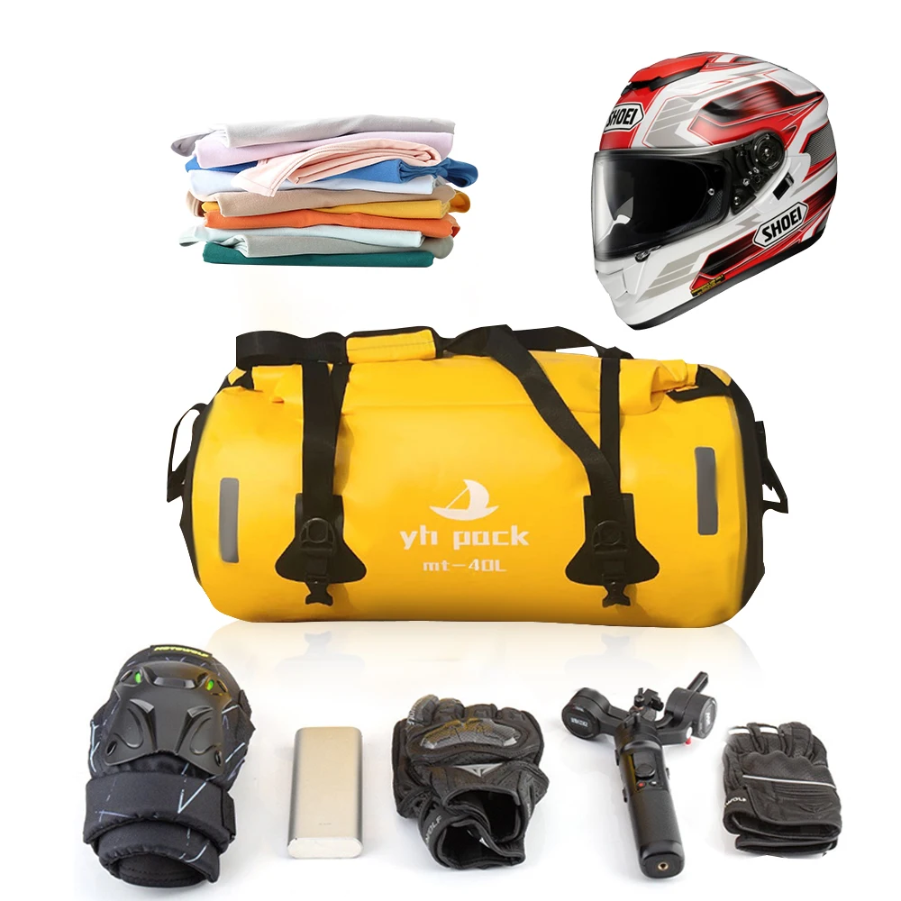 Borsa da coda impermeabile per moto Borsa da viaggio per bagagli asciutti per esterni Borsa da viaggio 40/66/80/90L Zaino per bagagli per moto Sedile per moto
