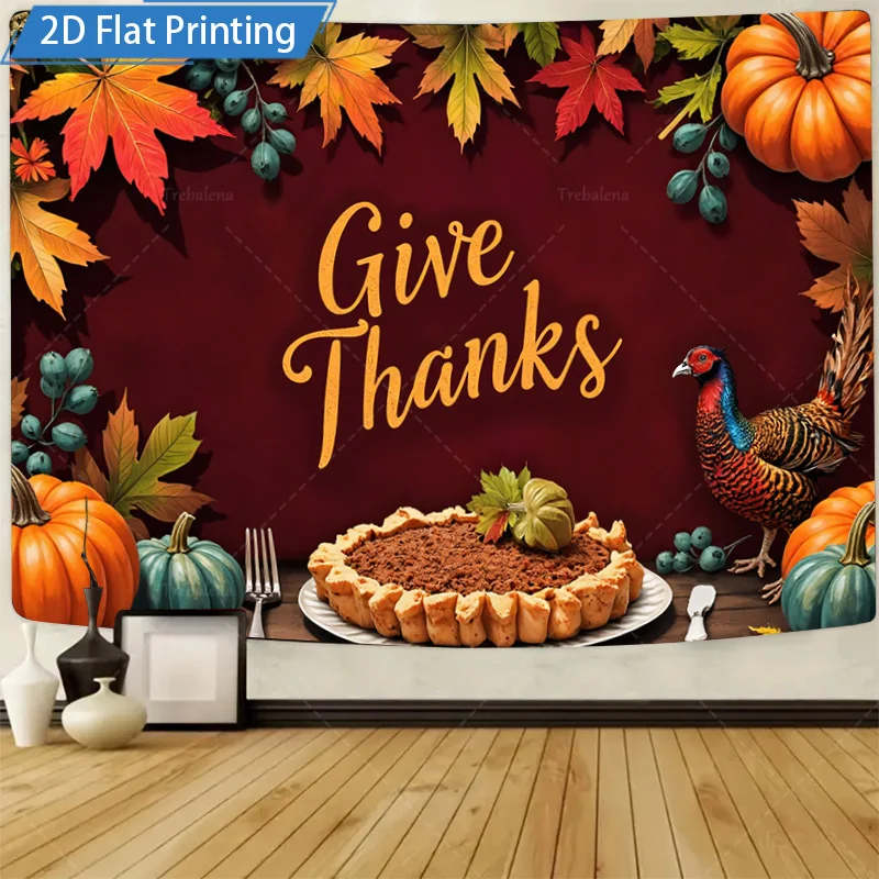 [2D PLANO] 1 unidad de letrero de Metal de 4x16 pulgadas, decoración de otoño de Acción de Gracias, arte de pared de hierro "regalar gracias" con pastel de calabaza y escena de pavo