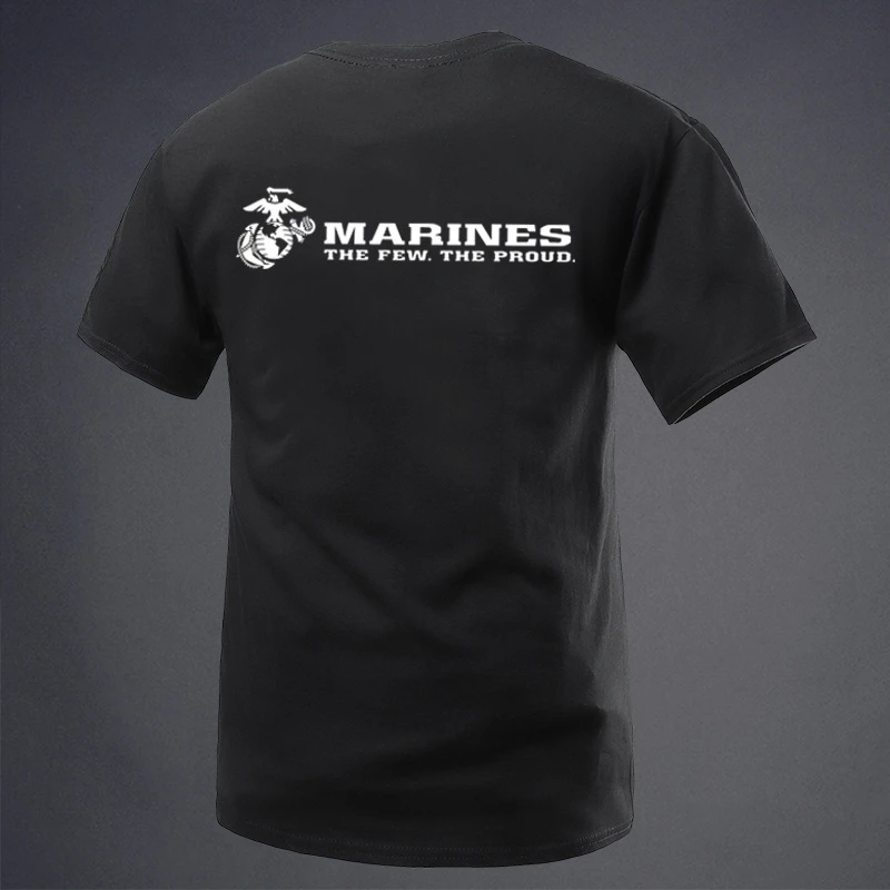 2026 New Style Cotton Breathable Men's MARNINES Military Fan Print Short-Sleeved T-Shirt American Fitness Short-Sleeved Shirt