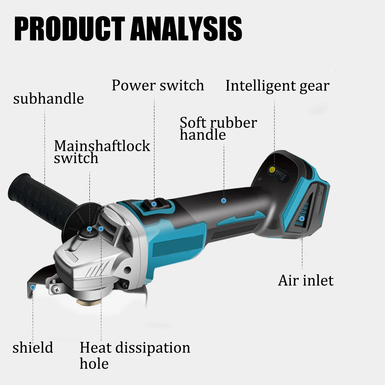 125MM Cordless Angle Grinder Compatible with Makita Battery 18V, Angle Grinders Battery Powered with 2pcs 5500mAh Battery