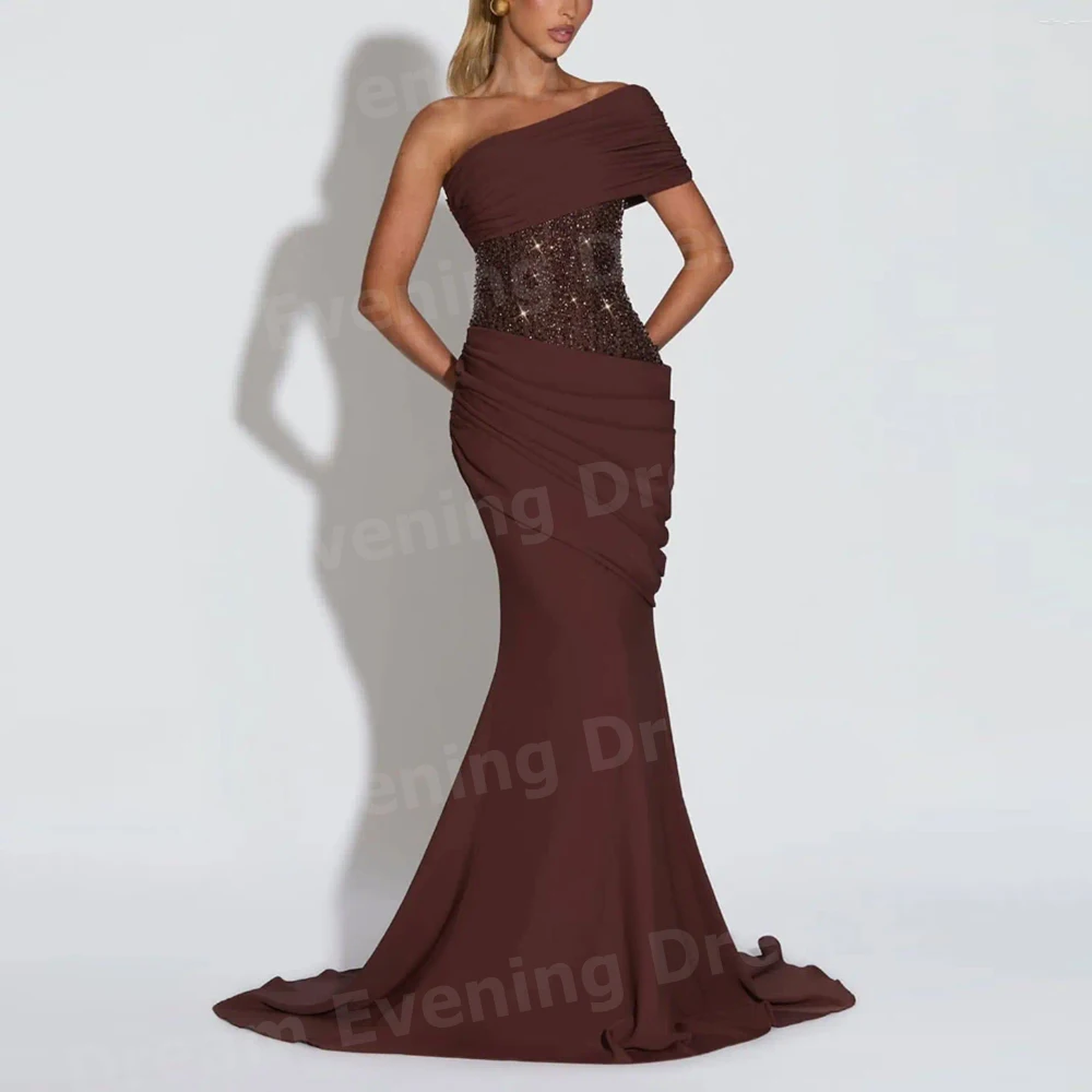 Bezaubernde Meerjungfrau-Abendkleider für Damen, maßgeschneiderte, schulterfreie, perlenbesetzte Ballkleider, formelle Partykleider, Vestidos Para Mujer Elegantes