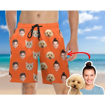 Letnie hawajskie 3D niestandardowe zdjęcia twarzy drukowanie spodenki plażowe mężczyźni kobiety moda Streetwear spodenki plażowe śmieszne spodenki kąpielowe Y2k