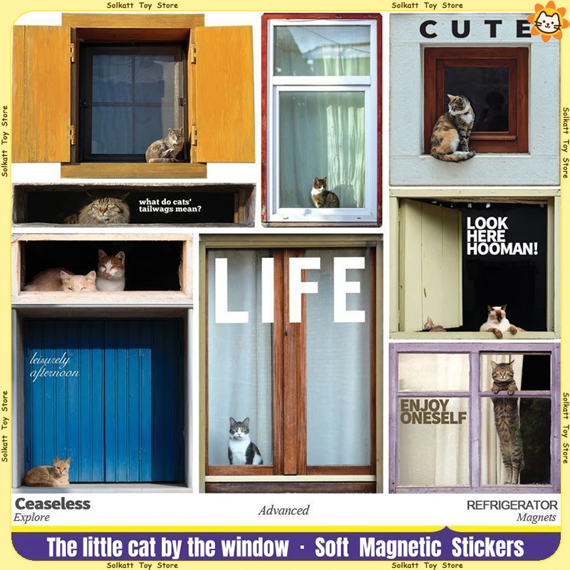 Cat By The Window Fridge Magnets Soft Sticker Creative Cute Kitten 3D Effect Artistic Sense Modern Home Decoration Resin Gifts