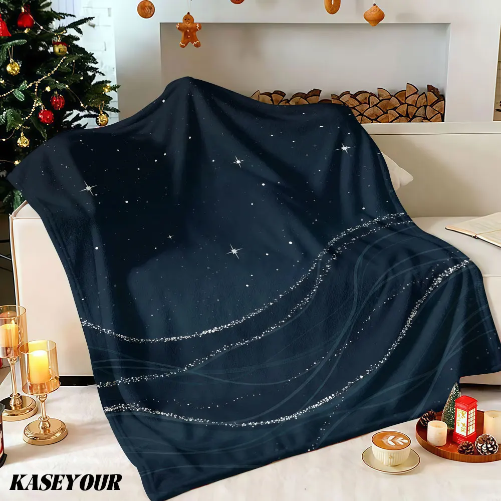 Starry Night Waves Winter Summer Flannel Blanket Throw Fleece Soft Fuzzy Plush Cozy Fleece Blankets for Sofa Ideal Gifts