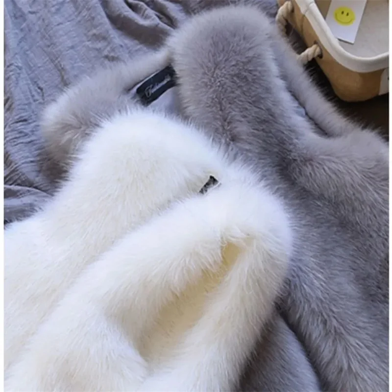 New Faux Fur Vest Spring Autumn Imitation Rabbit Hair Plush Tank Top Women Korean High End Sleeveless Waistcoat Ladies Vest Jack