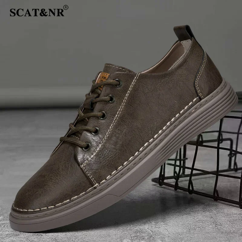 Summer Breathable Genuine Leather Casual Shoes Men'S Quality Male White Oxford Shoes Designer Jogging Shoes Real Leather Nicker