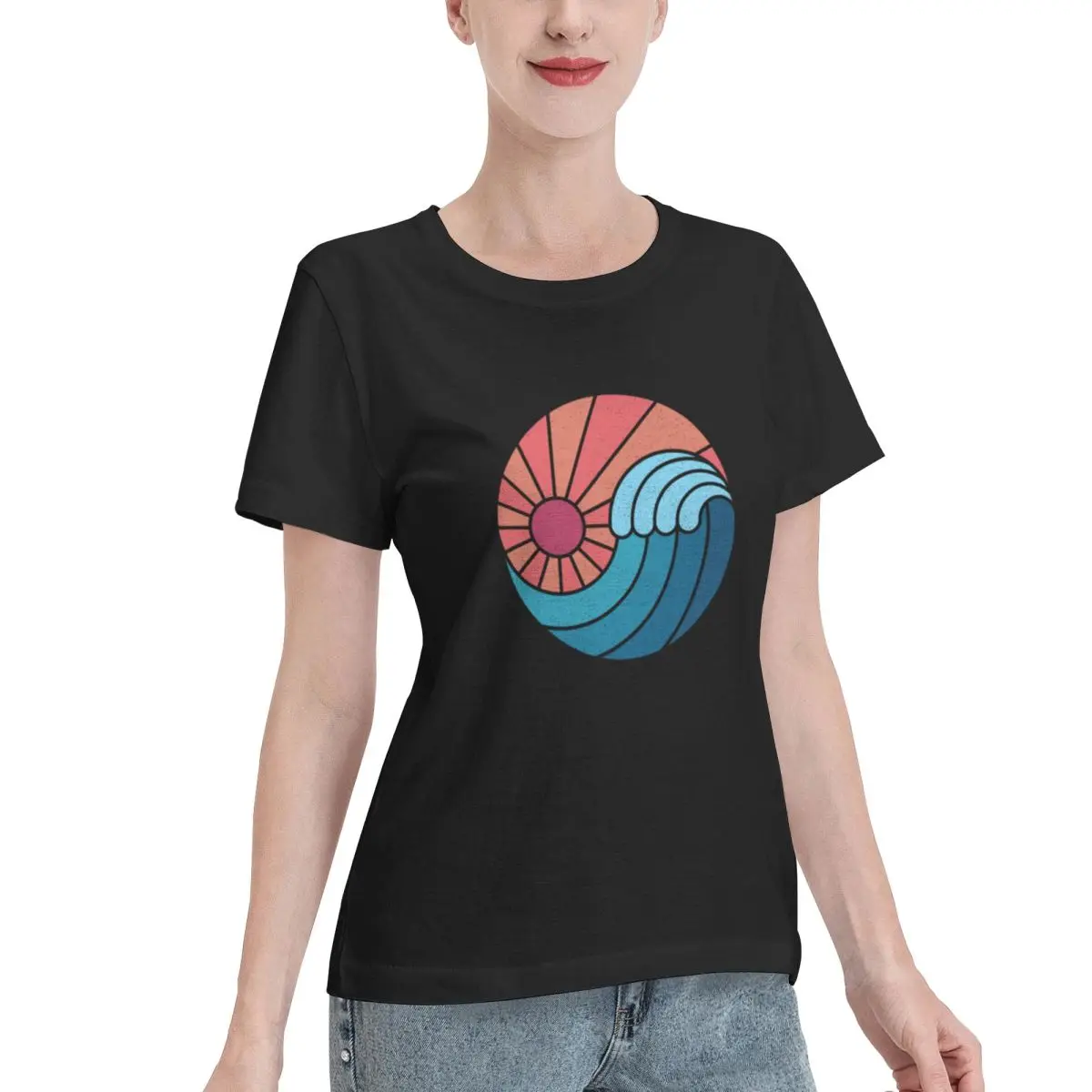 Bargain Price Sun Sea Women's T-shirt Urban Fashion Streetwear Tee