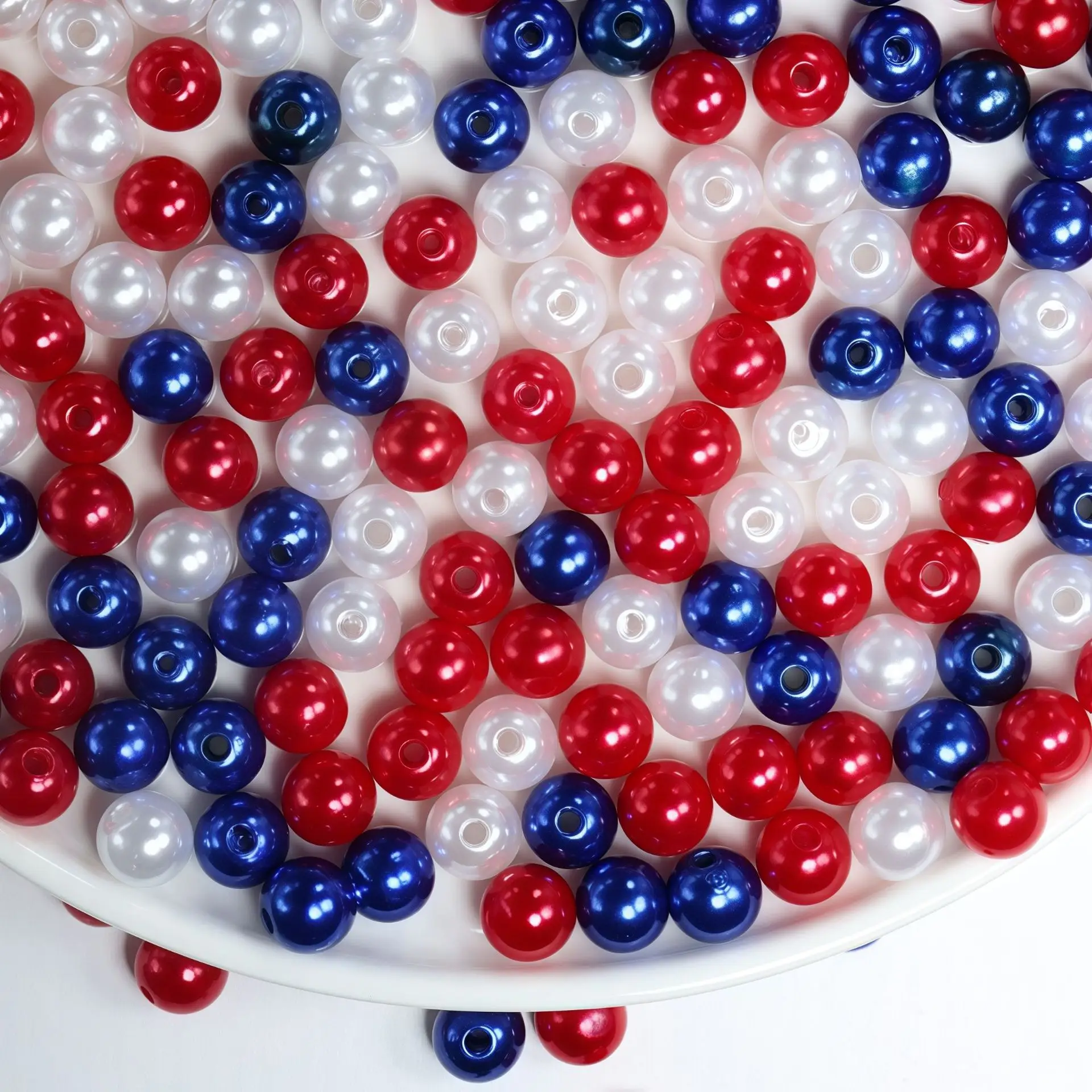 8/6mm, Red, White, and Blue. Decorative Beads, Acrylic Beads, DIY Bracelets, Necklaces, Decorative Beads, Festivals, Party