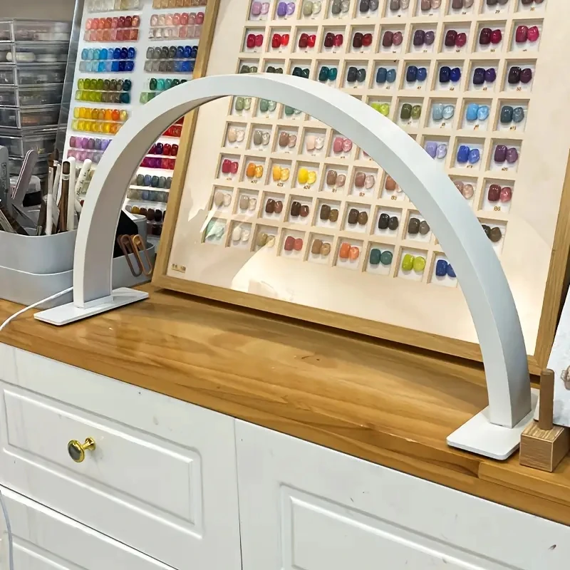 مصباح عمل الأظافر الجديد على شكل قمر - مصباح مكتب عمل تجميلي، مصدر طاقة USB بثلاثة ألوان - أسود/أبيض/وردي، مناسب لفن الأظافر والرموش