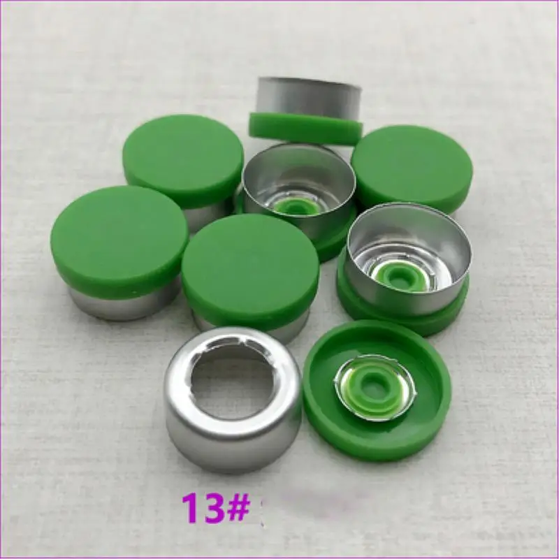 200pcs  Half Tear 13mm Aluminum Plastic Crimp Caps Vial Seals for Pharmaceutical Glass Vials Multiple Color Options