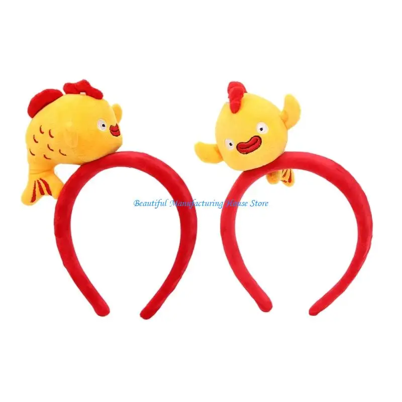 

E56A Practical Plush Hair Accessory Carp Elastic Headbands Hair Ornament