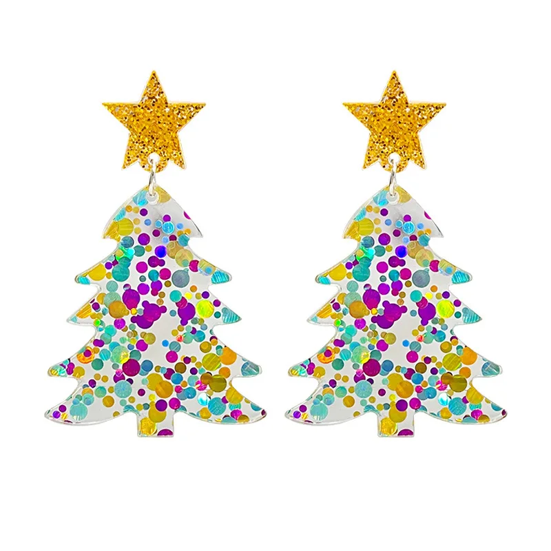 New Christmas Earrings Christmas Tree Flashing Colorful Christmas Lights Christmas Tree Shining Acrylic Earrings Decorative Gift