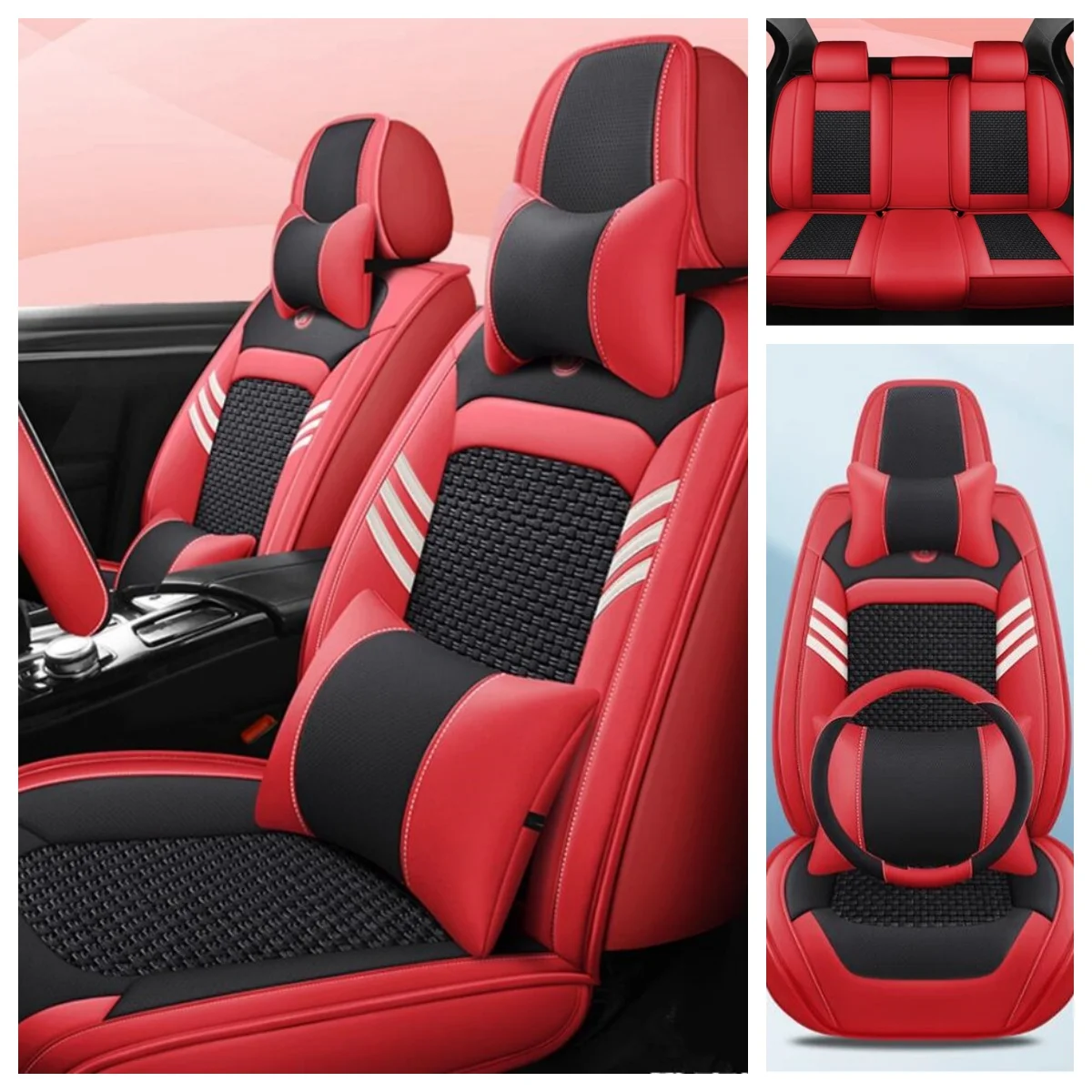 

Чехлы на передние и задние автомобильные сиденья + чехол на руль для Toyota Camry 2017-2012, лучшее качество, дышащая подушка сиденья, чехол на сиденье