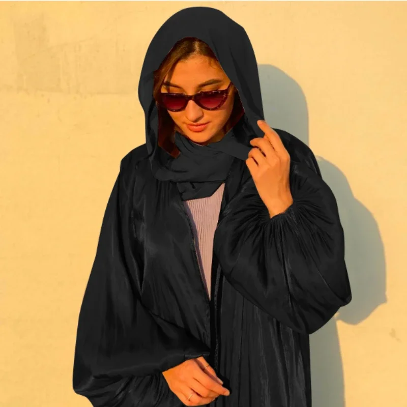 NEW Islam Dubai Turkey Abaya Solid Color Eid Corset Puff Sleeves Robe Ramadan Abayas Femme Muslim Women Dress  Dresses for Woman