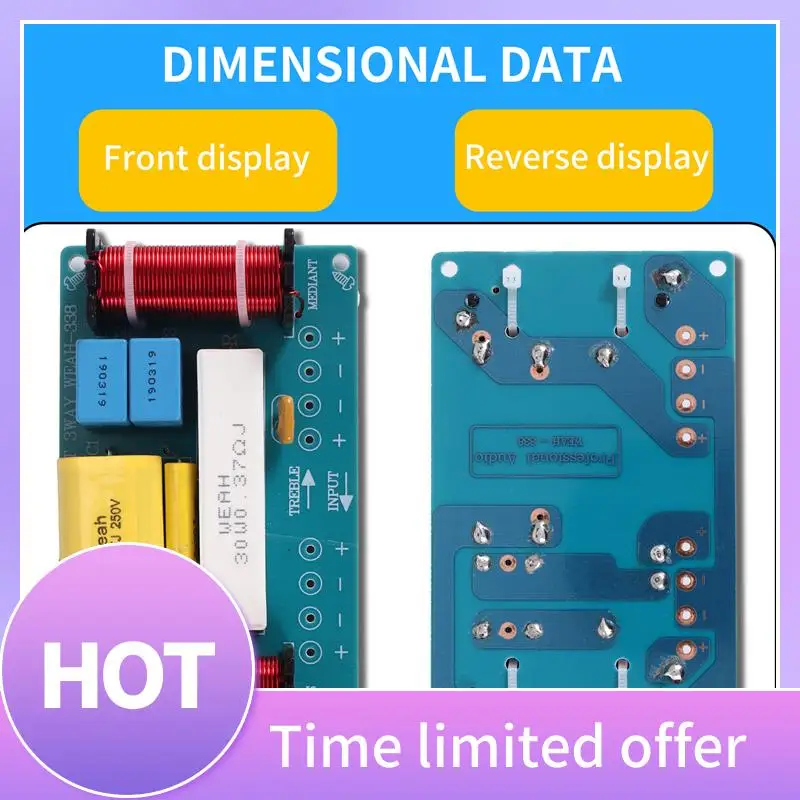 B68A 2Pcs WEAH-338 3 Way Audio Frequency Divider Treble + Midrange + Bass Crossover Speakers Filter For 8Inch Speaker DIY
