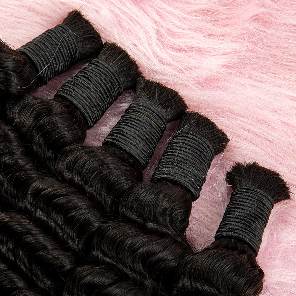 Deep Wave Bulk Hair Extension High Quality Hair Bulk 100% Virgin Hair Bulk Hair Extension With No Weft Material For Salon