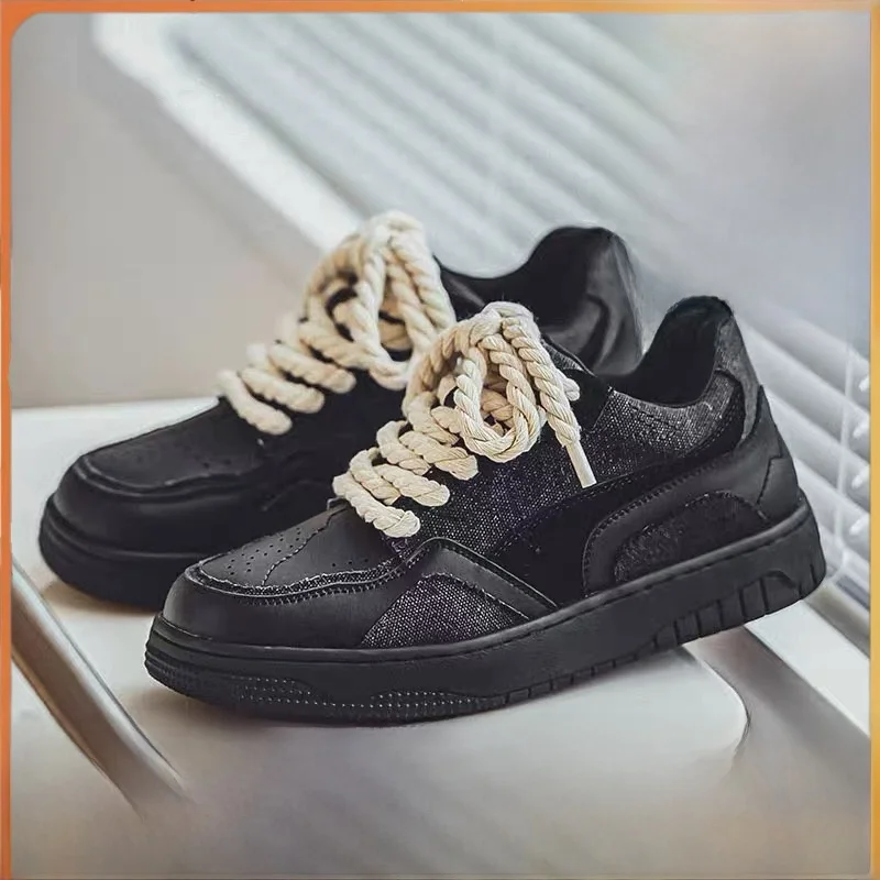 

Men Shoes Skate Bread Casual Versatile Trendy Black Shoes Man Samurai Hong Kong Brand High-End Design Cool Shoes for Men
