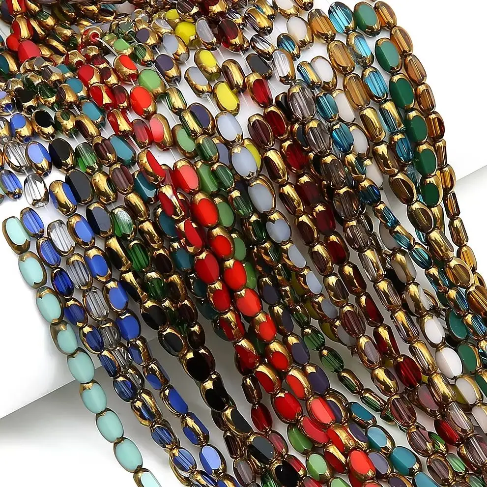 100 piezas de cuentas de vidrio ovaladas tipo briolette, chapadas en color dorado, cuentas espaciadoras de cristal para la fabricación de joyas, collares y pulseras DIY.
