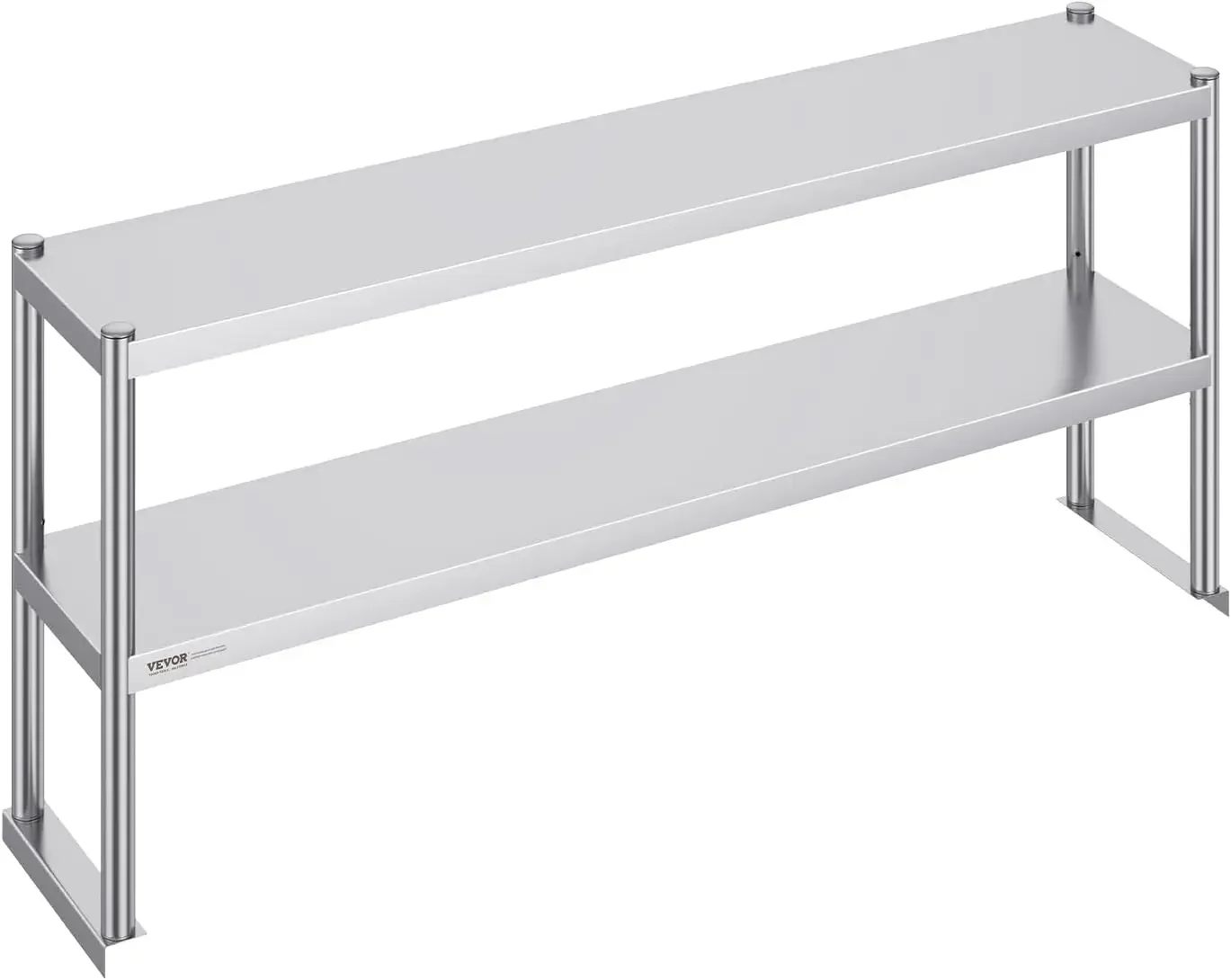 

Double Tier Stainless Steel Overshelf, 12 x 60 Inch Double Deck Overshelf, Height Adjustable Overshelf Prep Work Table