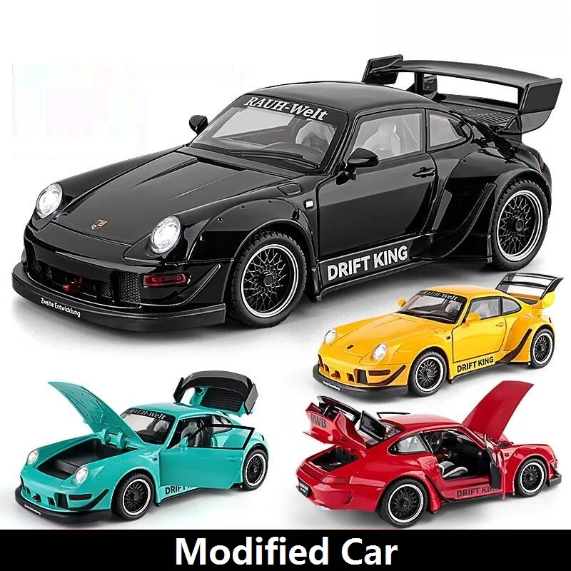 

Коллекционная модель Porsche 911 993: Модифицированный суперкар со звуком и светом, инерционная машинка-симулятор, литая под давлением, масштаб 1:24, из сплава