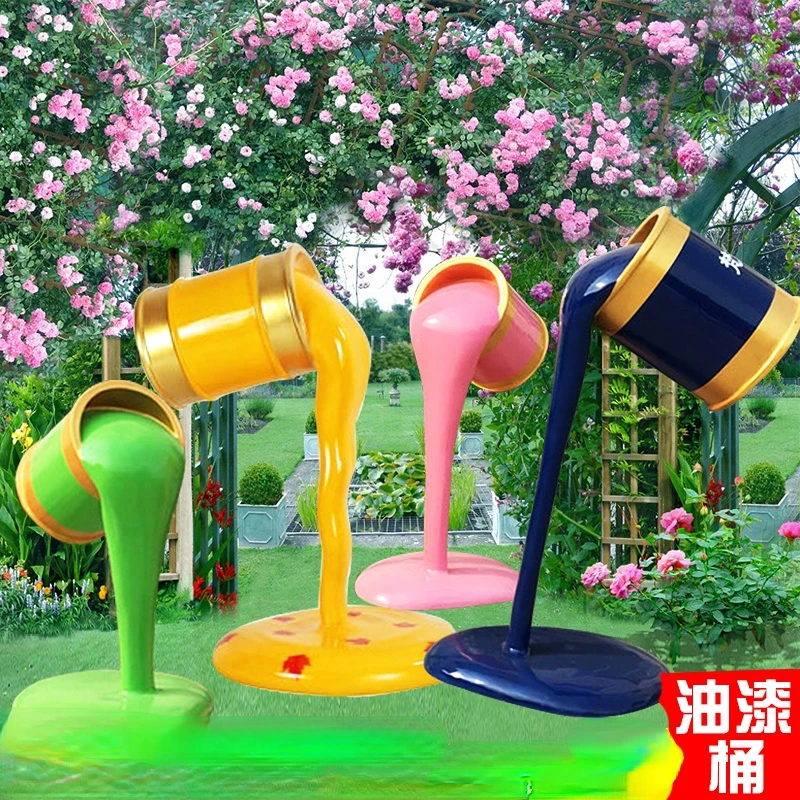 Outdoor creative painting, paint bucket, fiberglass sculpture, art, beauty, and decoration decorations