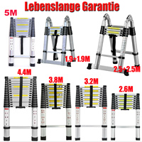 DayPlus Telescopic Aluminium 2.6M-5M Folding Step Ladder,Multi-purpose,Non-slip,Extendible,Rungs,Lightweight,150kg Load Capacity