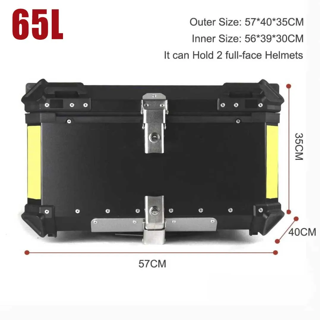 

65L чемодан для мотоцикла, верхняя коробка, задний багажник, верхний ящик, дорожный верхний чехол, универсальный для BMW Honda Suzuki Kawasaki, водонепроницаемый алюминий