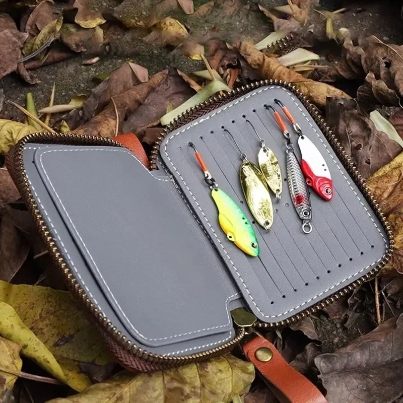 Fishing Lure Bag Spoon Bait Wallet Trout Lure Artificial Crank Bait Pesca Fishing Tackle Spoon Lure Portable Waterproof PU Bag