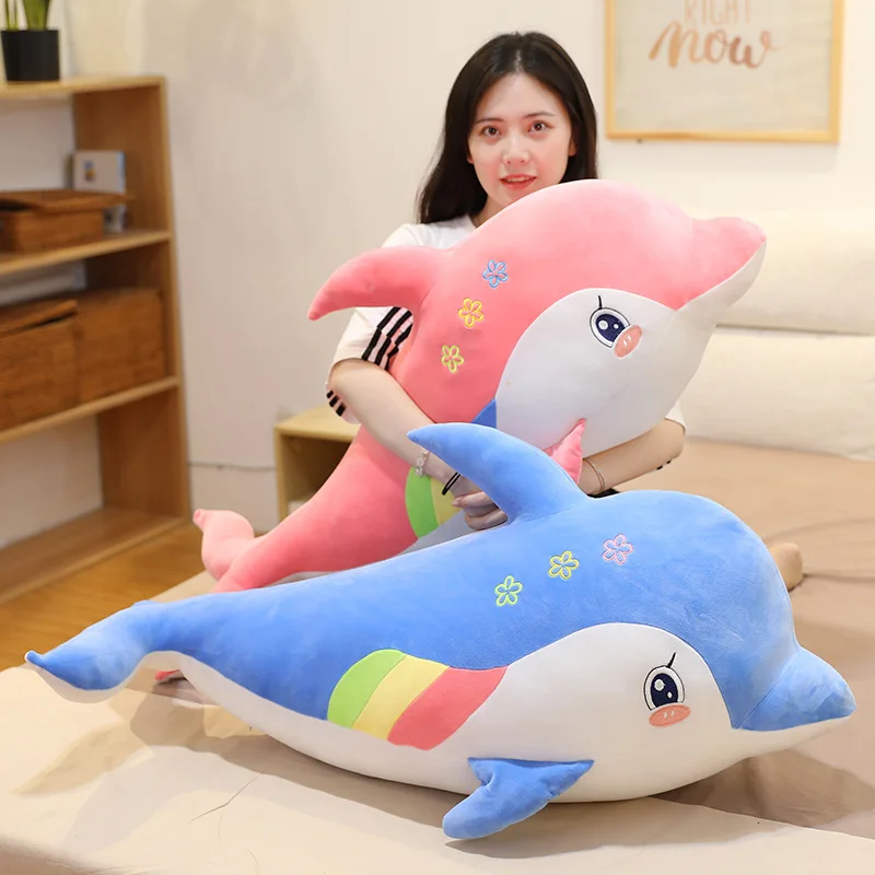 

Cute Dolphin Plush Pillow Stuffed Animal Toy Kawaii Sofa Pillow Soft Toy Dolphin Bedroom Pillow Plush Dolphin Toy for Children