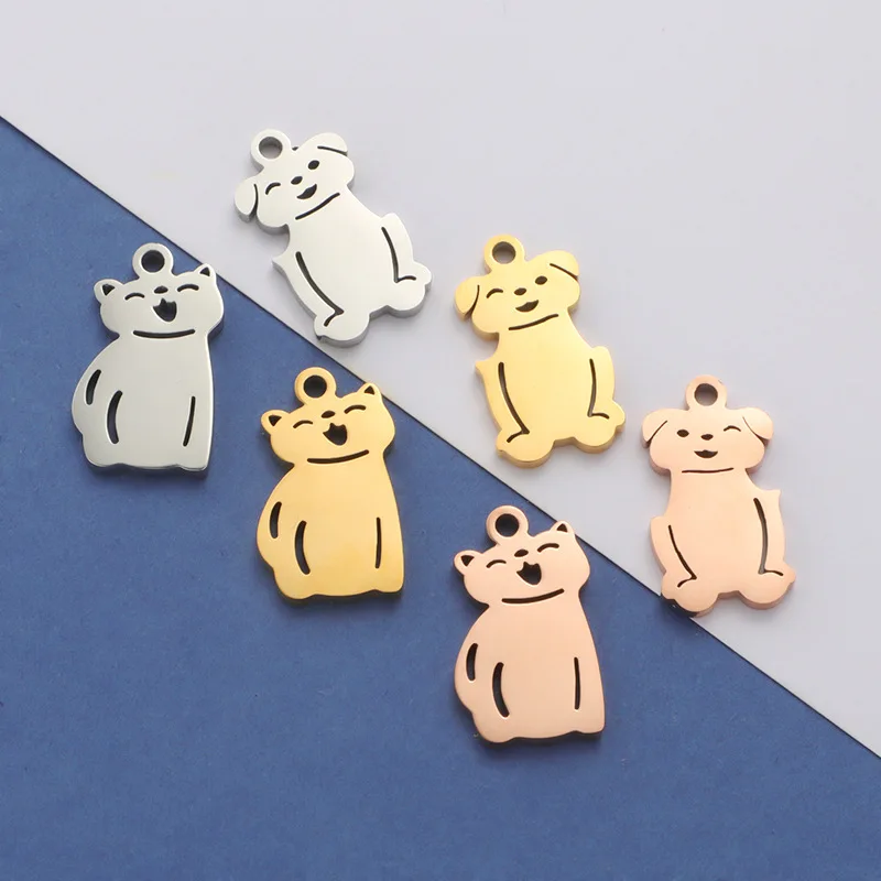 Personalized Pet Figure Tags Charm Custom Family Names Cute Cat Dog Charms Pendant DIY Necklace Keychain Accessories