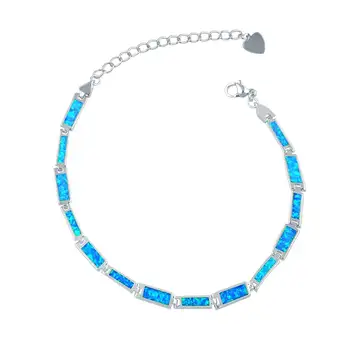 男女皆宜的藍色蛋白石方形鏈條手鍊,可作禮物 10 最佳銷售 藍色蛋白石 - №5