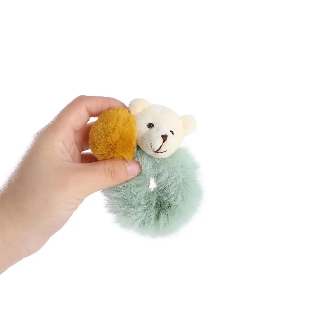 أزياء الفتيات Scrunchie جميل الدب مطاطا الشعر حبل الأربطة المطاطية إكسسوارات الشعر حامل ذيل حصان #5