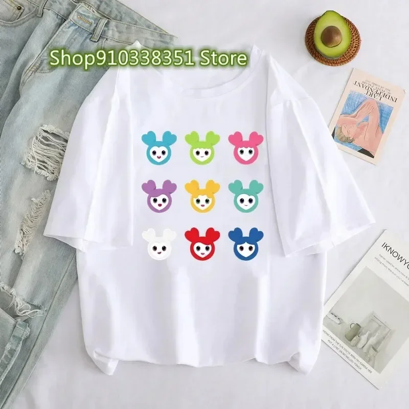 تي شيرت Kpop Twice Lovelys على الطراز الكوري تي شيرت Harajuku الجمالي للنساء ملابس علوية للموسيقى ملابس نسائية كرتونية